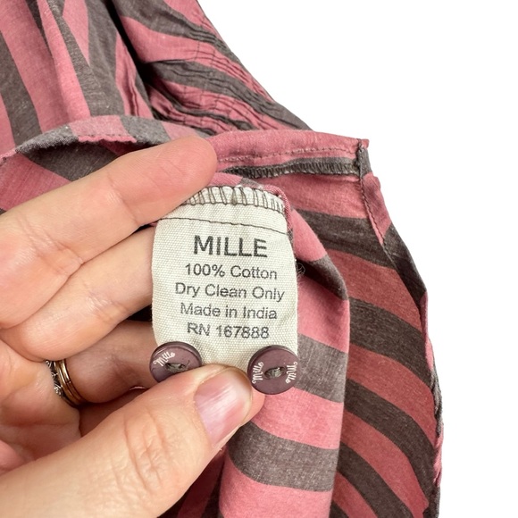Mille Striped Pink and Brown Women's Top Preppy academia boho girly - Picture 9 of 14